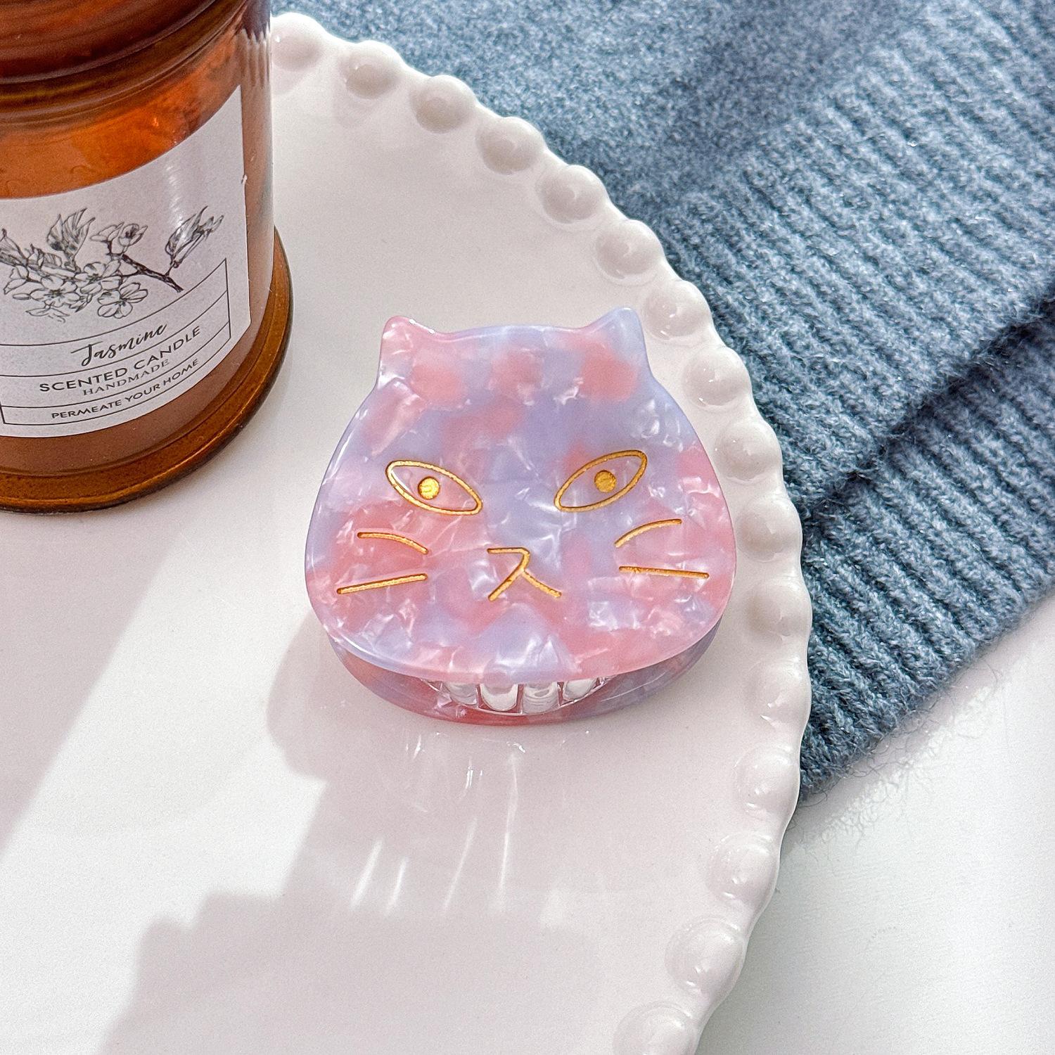 

Fashionable And Cute Cat Themed Acetate Hair Clips For Women In Charming Colors For Occasion Every PinkPurple 5cm