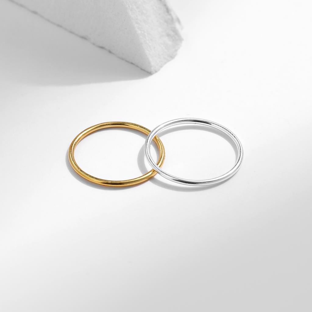 MODIAN Anillos Minimalistas Finos Apilables de Plata de Ley 925 Moda Clásico Color Dorado Joyería Fina Para Mujer Niña Regalos de Fiesta