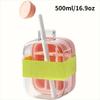 Ice Cube Bottle with Straw, 2 In 1 Touch-Free Push-Type Ice Cube Making Bottle, Easy Release Water Bottle Ice Mold