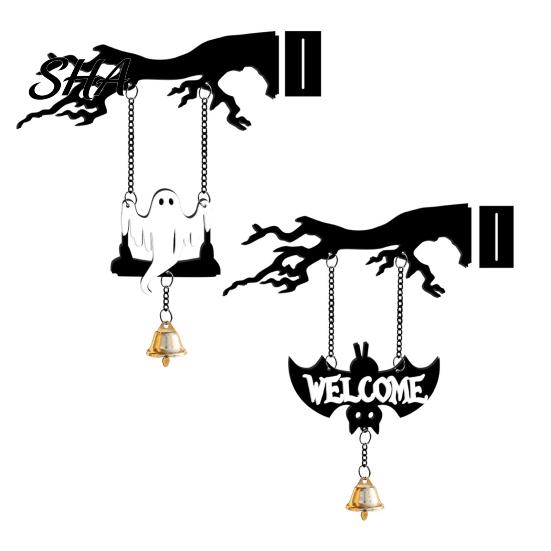 Halloween Decorations Wall Mounted Hanging Bell, Clear Sound Ghost/Bat Decorative Home Decor Dinner Bell for Outdoor Front Door Garden Porch