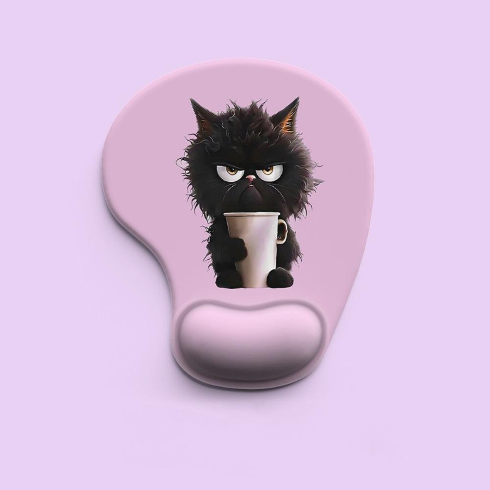 Comfortable Cat Mouse Mat Cute Cartoon Wrist Support Pad Black Cat Animal Mouse Pad Home Office