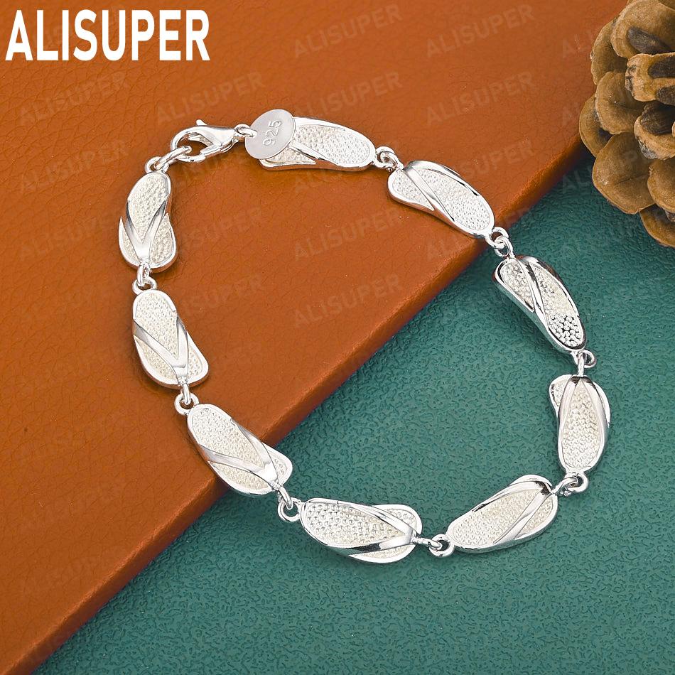 925 Sterling Silver Minimalist Flip-Flops Bracelet - Beautiful Gift Jewelry