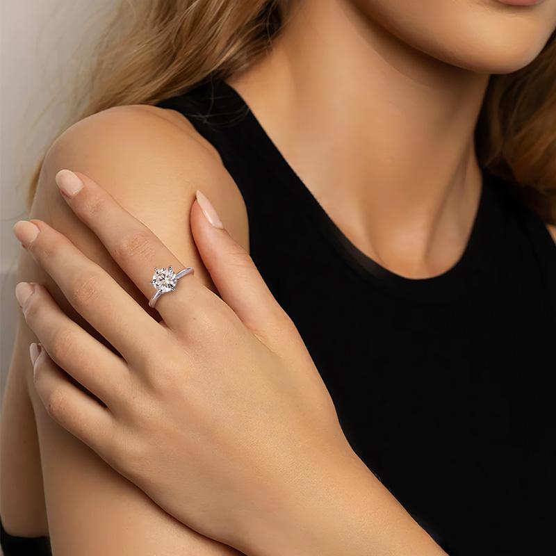 Smyoue 0.5-5CT Certified Moissanite Solitaire Ring for Women D Vvs1 Sparkling Wedding 925  Silver Lab Diamond Band GRA