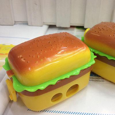 New Pencil With Two Kids Kid Eraser Sharpener 2 Rubbers Stationery Hamburger