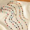 Bohemian Colorful Glass Long Y-Shaped Necklace Metal Collarbone Chain Gold  Color Summer Holiday Party Body Jewelry Gifts