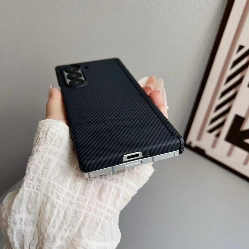 High-end Business Gift Box Carbon Fiber Kevlar Magnetic Charge Case For Samsung Galaxy Z Fold 7 6 5 Slim Anti-Drop Protect Cover