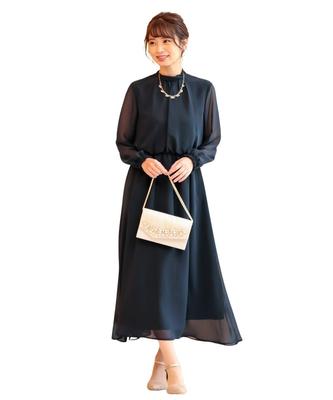 Nissen Party Dress Long Dress with Back Ribbon Design Sizes Size LL [Wedding/Party Dress] One-Piece (Plus Available) Navy,