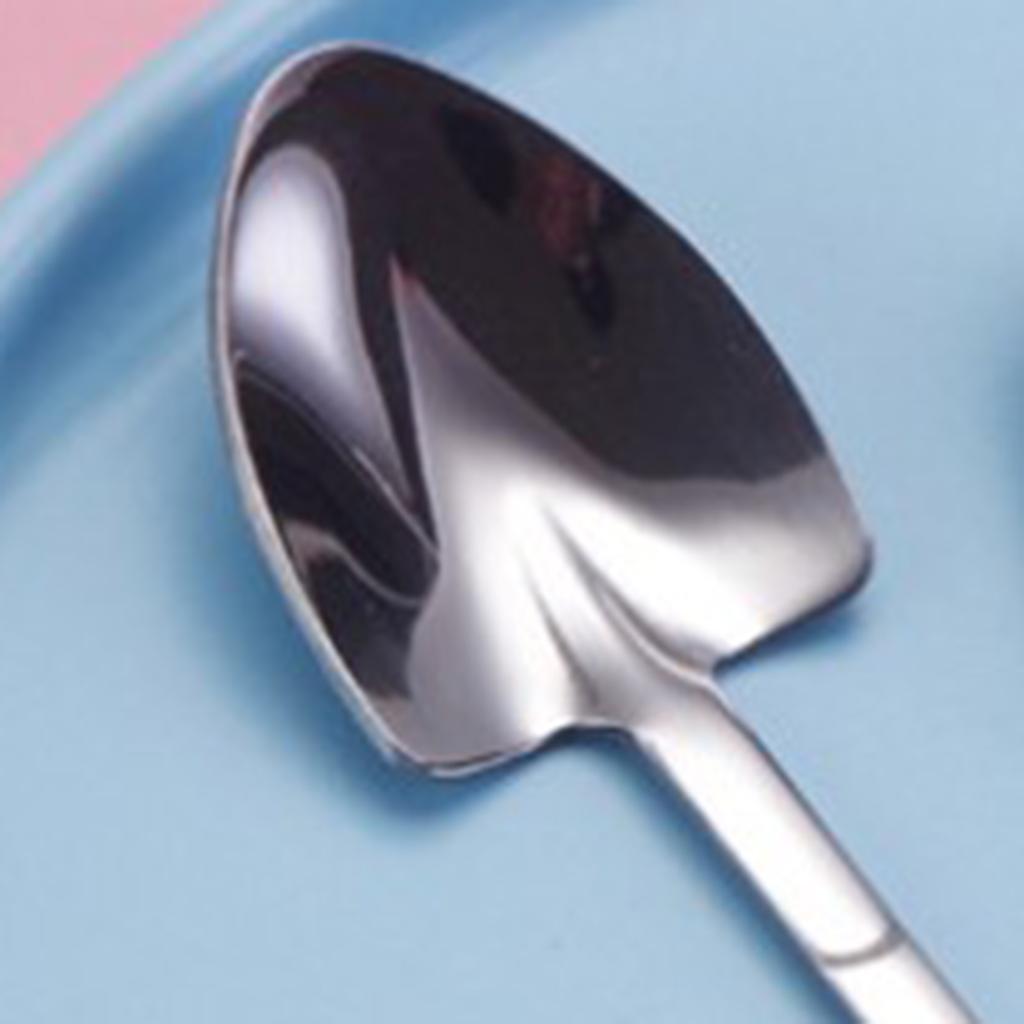 Shovel Spoon Silver Stainless Steel Pointed Shovel Ice Cream Dessert Spoon for Home Outdoor Office