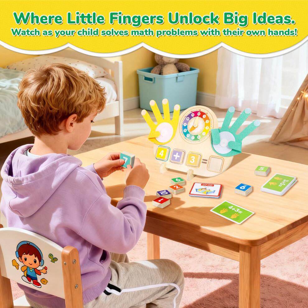 Montessori Math Toys 2in1 Wooden Counting Blocks and Clock Set for Preschool Kids Ages 3 to 7