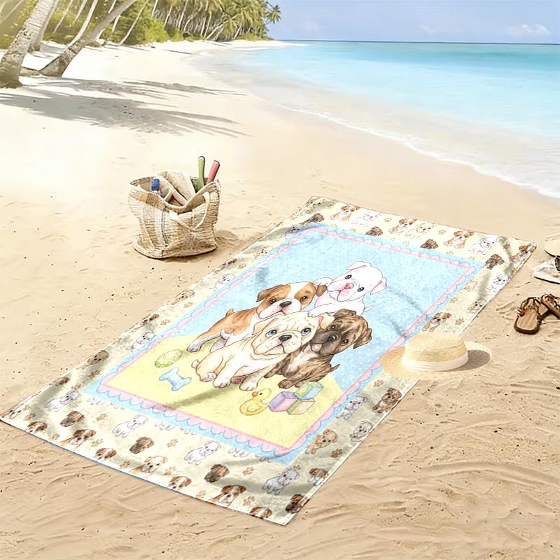 Süßes Tier-Puzzle-Print Strandtuch, Großes Weiches Schnelltrocknendes Handtuch für Strand Camping Schwimmen