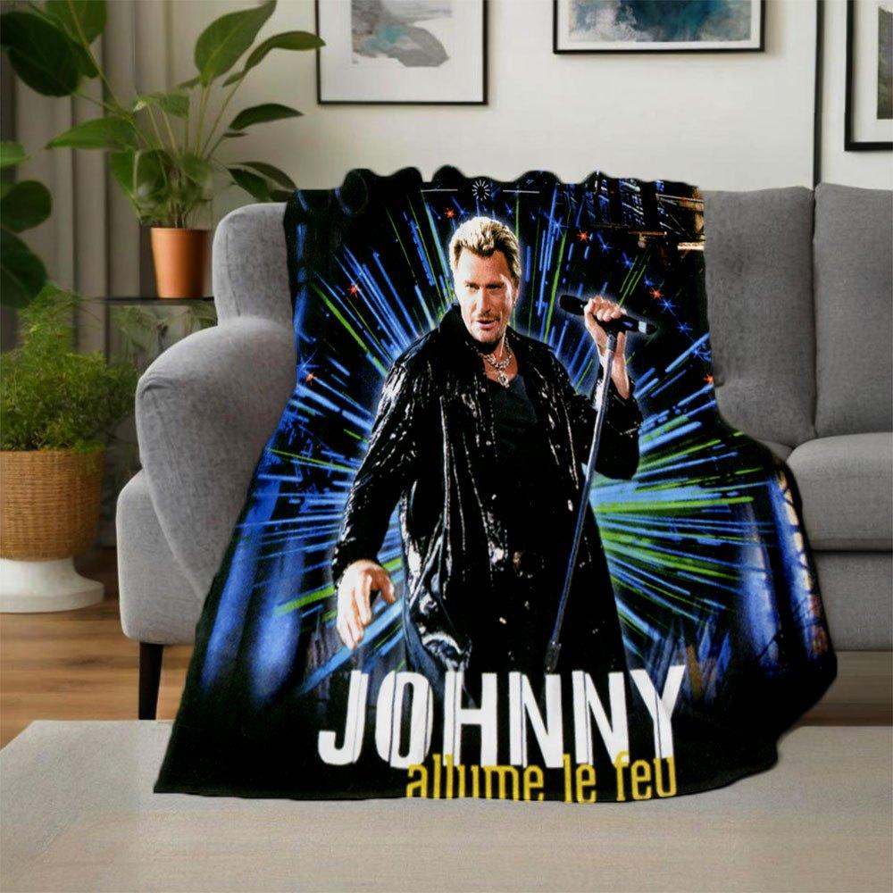 Johnny Hallyday - Allume Le Feu PosterBlanket Flannel Throw Blanket for Sofa, Bed, Travel, Camping, Office, Couch, Chair, And Bed Gift for C