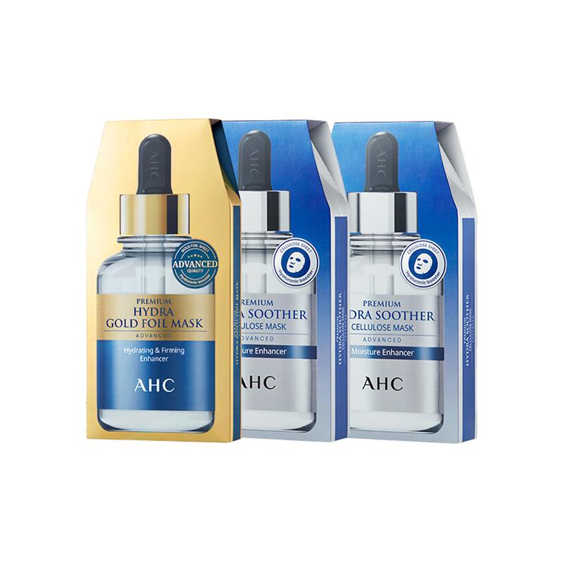 Новый набор масок AHC, 2 упаковки Гидро-маска B5 + 1 упаковка Маска с золотой фольгой, Увлажняющая, успокаивающая, подтягивающая маска для лица золотой