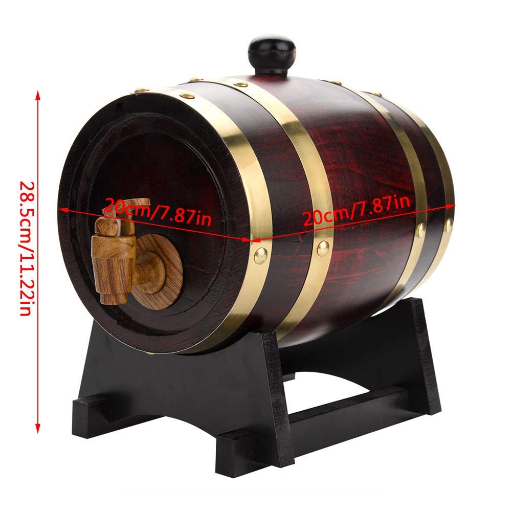 3L Whiskey Barrel Wood Barrel Vintage Oak Beer Brewing Tools Tap Dispenser for Rum Pot Whisky Wine Bar Tools