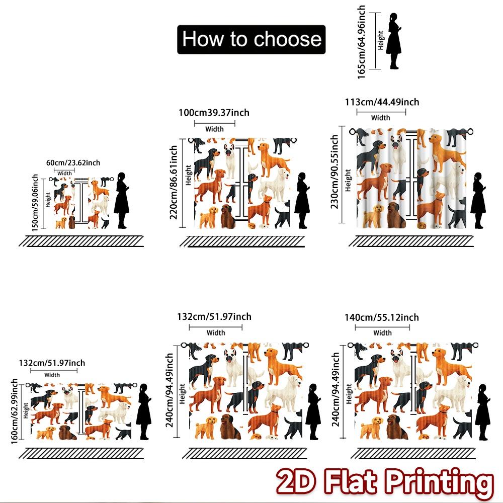 2D flat printing 2pcs Scene Curtain Dog Hound Beagle Bloodhound Digital Printed Polyester Drapes Party Decorations Use for Door