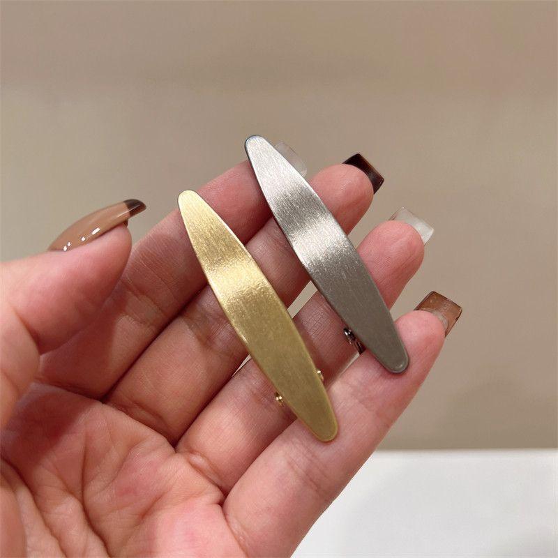 European and American Style Simple Personality Metallic Brushed Alloy Gold Silver Duckbill Clip Fashion Fancy Side Clip Hairpin Women