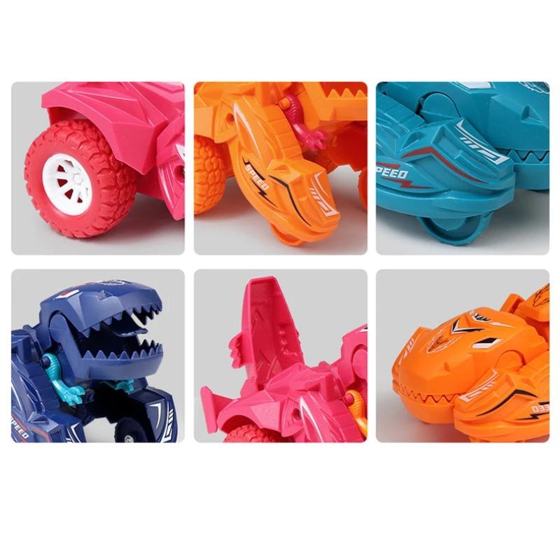 2-in-1 Dinosaurier Verformungsauto Spielzeug Ein-Schritt-Kollisionsverwandlung Schiebendes Trägheits-Mini-Fahrzeug Autos Modul Spielzeug für Kinder