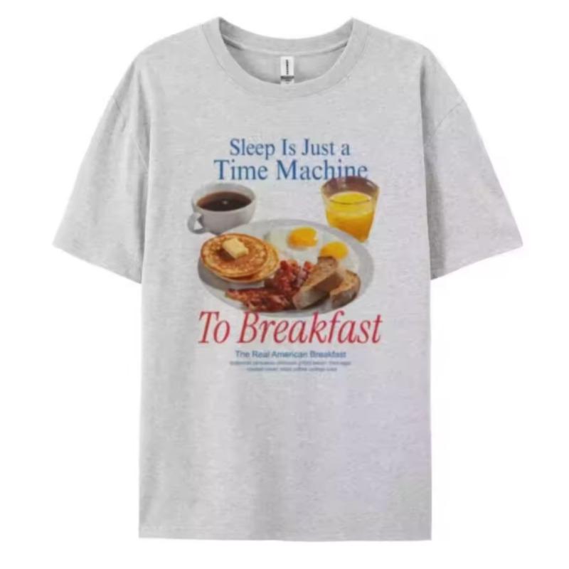 

Women Breakfast Graphic Tees Shirt Streetwear Oversized Funny Meme Short Sleeve T Shirt Cute Food Lover Shirt Unisex Clothes 3XL