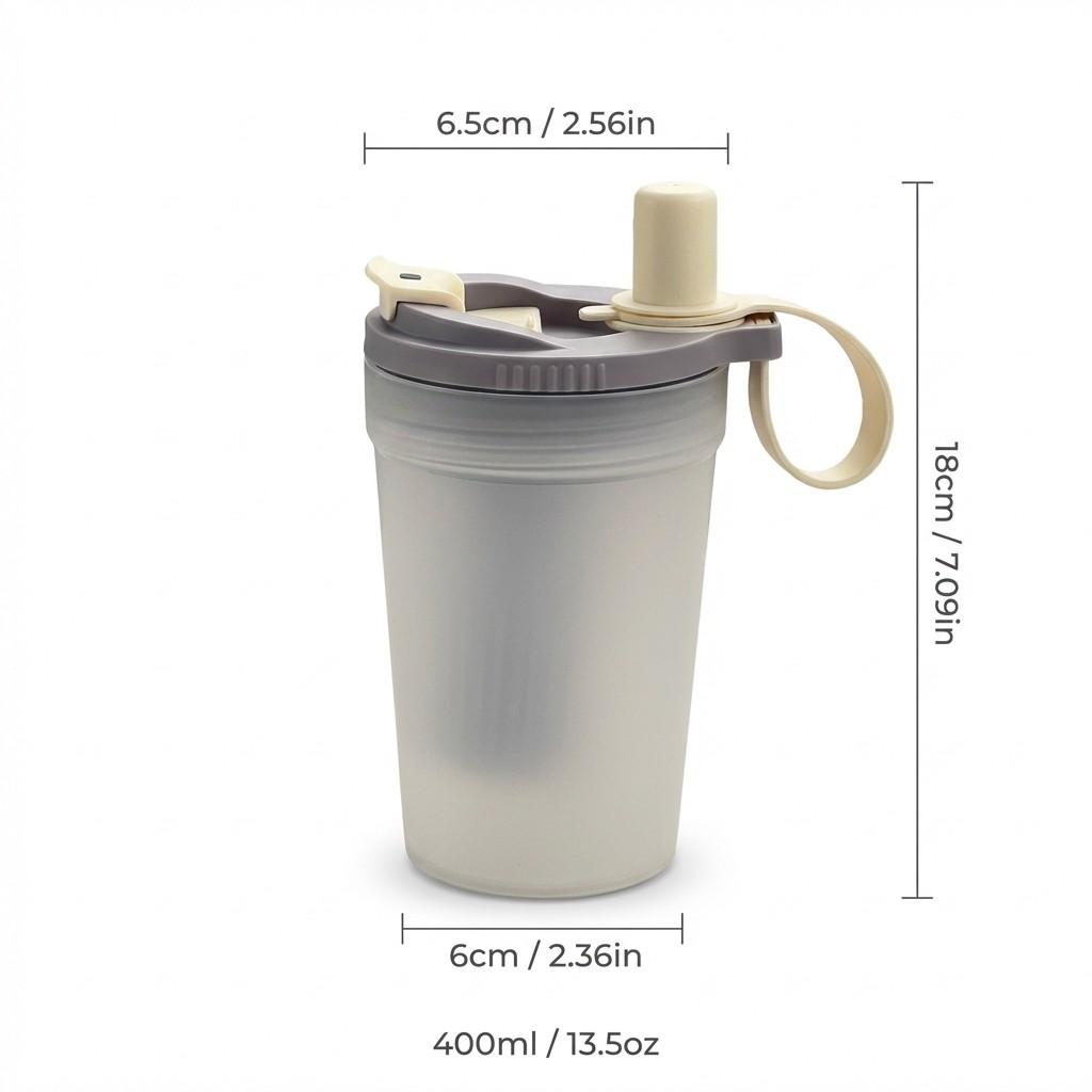 400ML Portable Tumbler Water Cup With Strainer&Straw Heat-resistant Leak-proof Transparent Plastic Drinking Bottle For Students