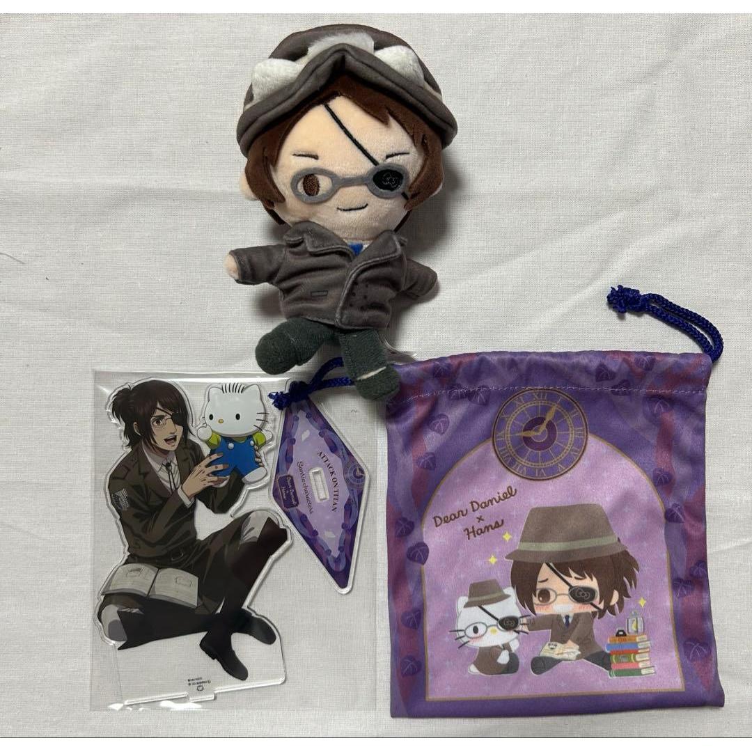 Used Attack on Titan Hange Sanrio Plush Toy Acrylic Stand Drawstring
