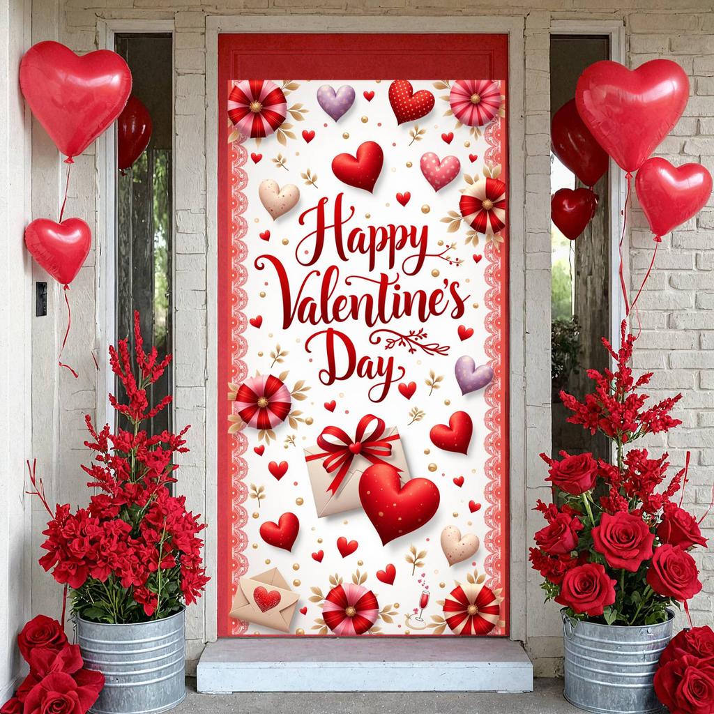 Valentine's Backdrop Heart Pattern Valentine's Event Background Love Background Love Themed Happy Valentine's Day Banner