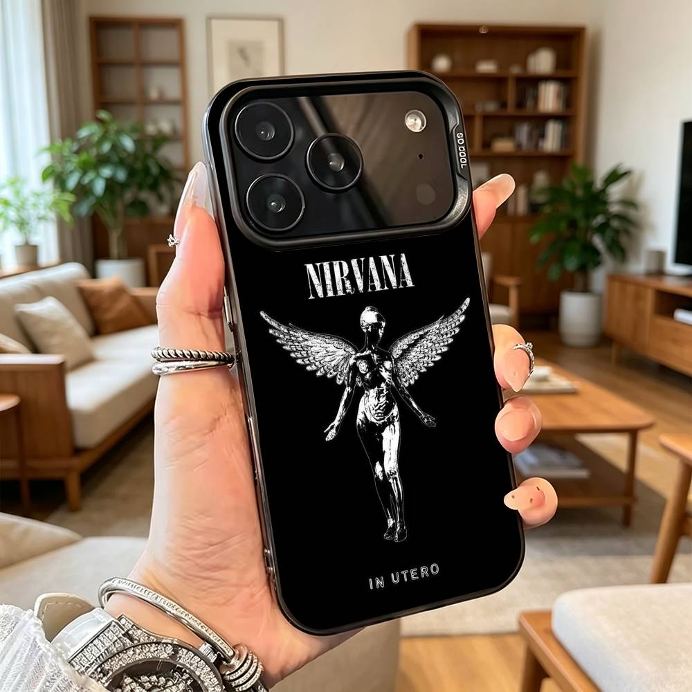 Nirvana Rock Singer B-Band Gift Phone Case For iPhone 17,16,15,14,13,12,11Plus,Pro Max,XS,Colorful Silver Phone Case Funda Cover