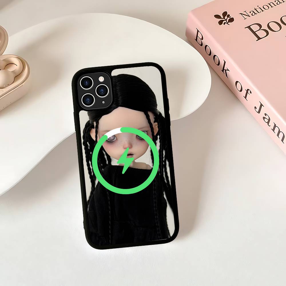 

Dark Cute Girl Doll Art Magnetic Wireless Phone Case For IPhone 17 16 15 14 13 12 11 Pro Max Plus Mag Phone Cover iPhone 14 pro