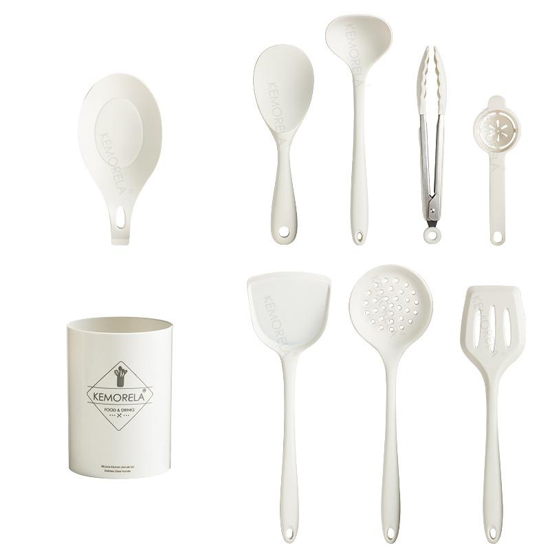 

9PCS Silicone Kitchen Utensils Set Non-Stick Cooking For Cookware Silica GelHandle Spatula Egg Grade Kitchen Accessories