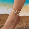 Multilayer Starfish Shell Polymer Clay Anklets for Women Handmade Rice Beads Bracelet On the Leg Summer Barefoot Beach Jewelry