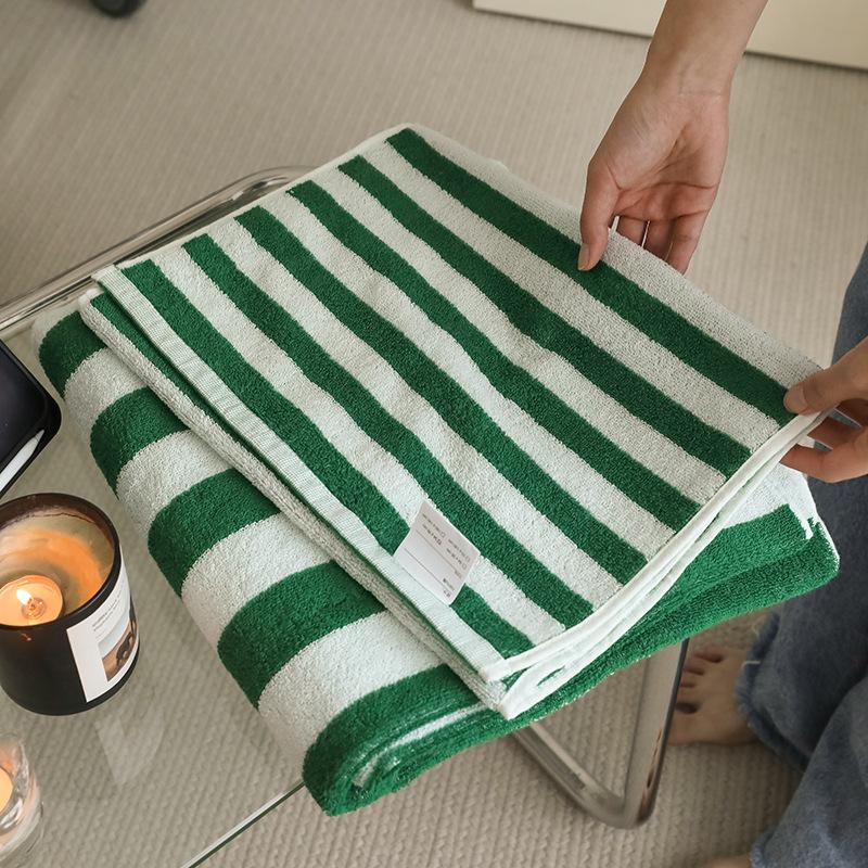 New Pure Cotton Plain Weave Combed Cotton Bath Towel Classic Fashion Striped Bathroom Skin-friendly Absorbent Bath Towel Standard&Face towel 34*75cm / 120g
