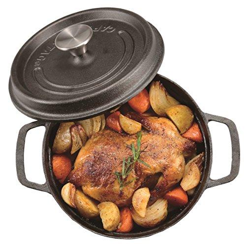 Captain Stag Cocotte Dutch Oven, 22cm, 2.8L Capacity, Cast Iron, No Seasoning Required, Gas, Induction, and Oven Compatible, UG-3037