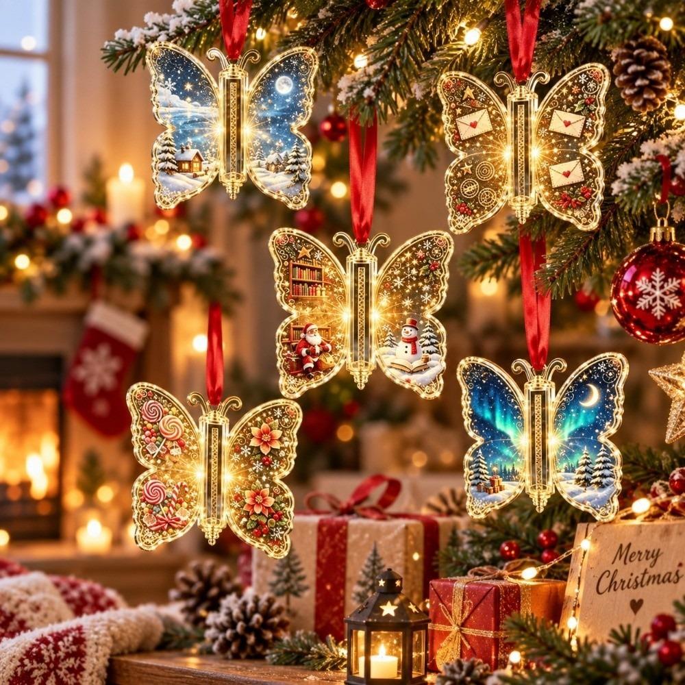 Santa Claus Christmas Tree Ornaments Butterfly Hanging Decorations Home Decoration