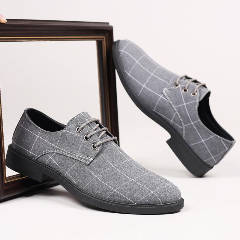 

Spring and Autumn British Casual Business Dress Leather Shoes Men s Shoes Inner Canvas Single Shoes Lace-up Suit Shoes Men s Casual Shoes 45