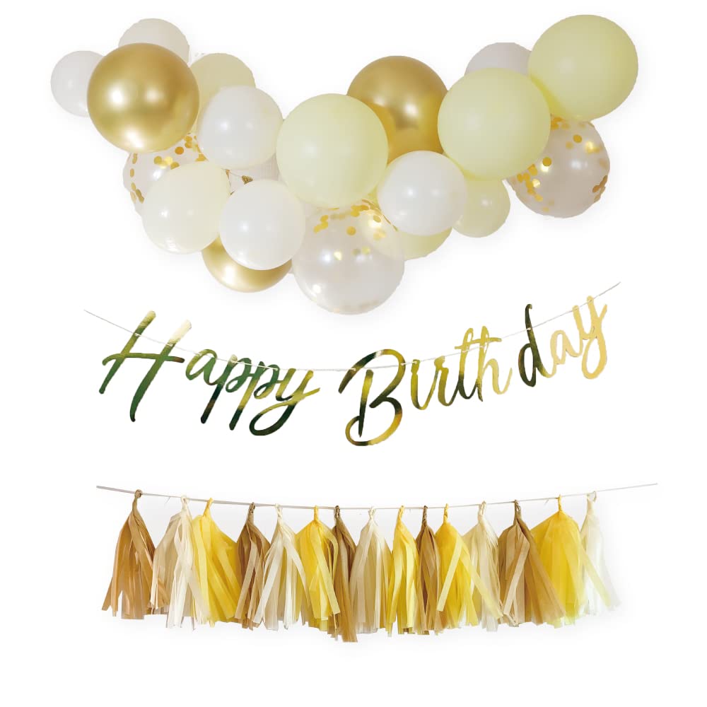 

Hanamei Birthday Decoration Set Birthday Decoration Set for 100days Half Birthday Happy Girls, Boys, Adults, Party, [Mimosa Birthday]