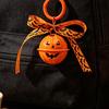 Pumpkin Backpacks Charm Halloween Bell Keychain, Hollow Head Key Ring Spooky Keychain with Ribbon Bow, for Holiday Party Decoration
