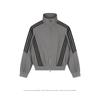 Unisex Retro Sporty Zip-Up Jacket With Stand Collar Triple Stripe Detail Loose Fit Nylon Outerwear