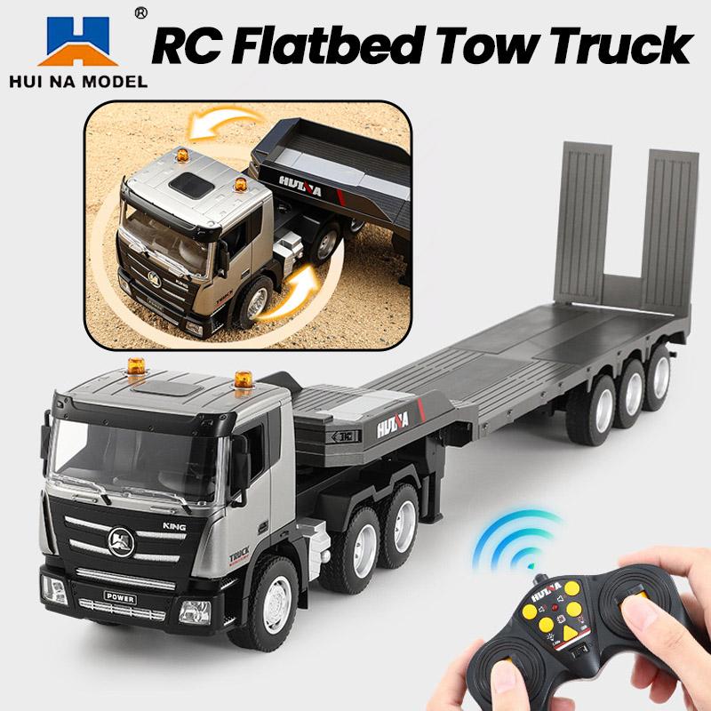 Discover Intime Boys Huina 1318 Rc Truck Alloy 9Ch 1/24 83Cm Large Flatbed Trailer Remote Control Transport Truck Model Electric Toys For Gift