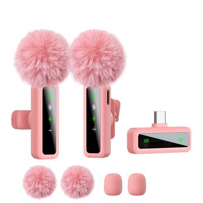 H63 Pink Wireless Lavalier Microphone for Mobile Video Streaming and Audio Recording