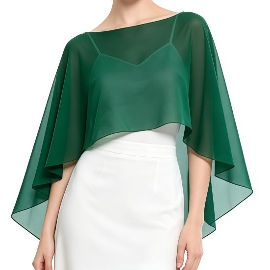Soft Drape Blouse for Air Conditioned Rooms Women's Shawls And Wraps Evening Dress, Chiffon Shawl, Elegant Sophisticated Office Casual Wear