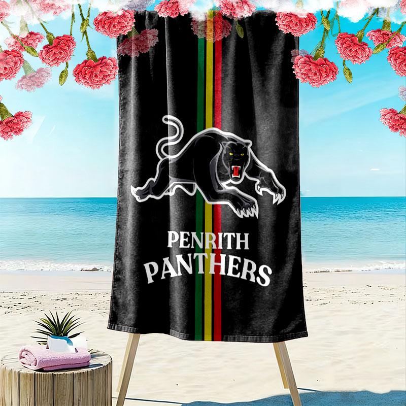 True Penrith Panthers Print Beach Towel, Large Soft Quick Dry Towel for Beach Camping Swimming