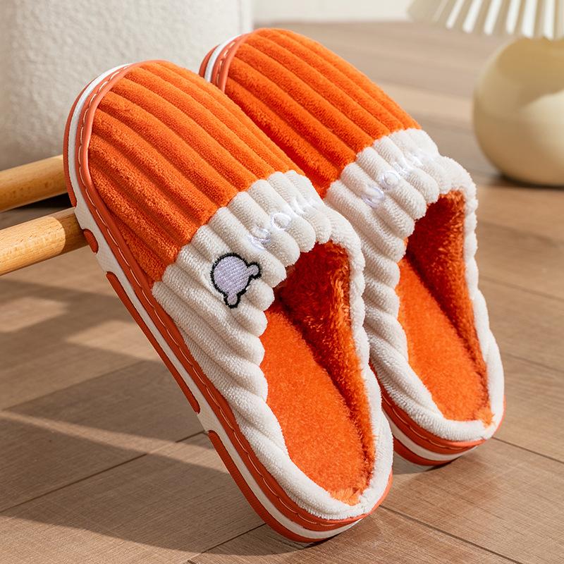 Baumwollpantoffeln Damen Frühling und Herbst Winter Hausgebrauch Indoor rutschfest Zuhause Wärme Winter Plüsch Herren Anpassung