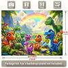 Polyester Cartoon Dinosaur Backdrop, Rainbow Jungle Kids Party Background Banner for Birthday & Baby Shower