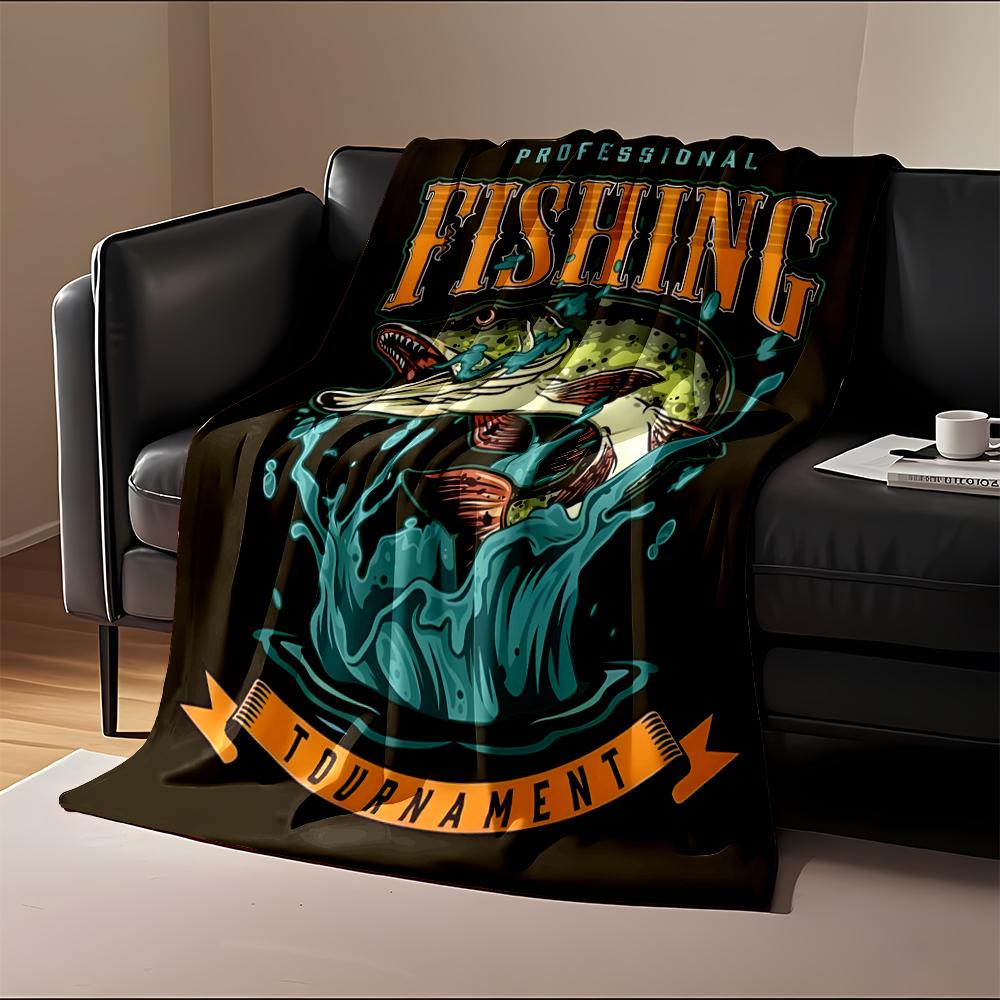 Professional Fishing Tournament Design Flannel Blanket for Bedroom, Living Room, Sofa, and Nap Sofas.