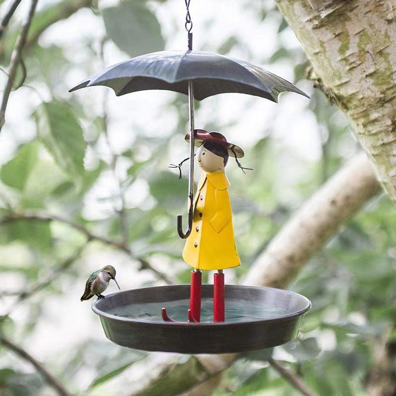 Mangiatoie per Uccelli da Appendere per Esterni Ragazza e Ombrello Mangiatoia per Colibrì Vassoio Esterno per Mangiatoia per Uccelli Decorazioni da Giardino Decorazioni per Cortile