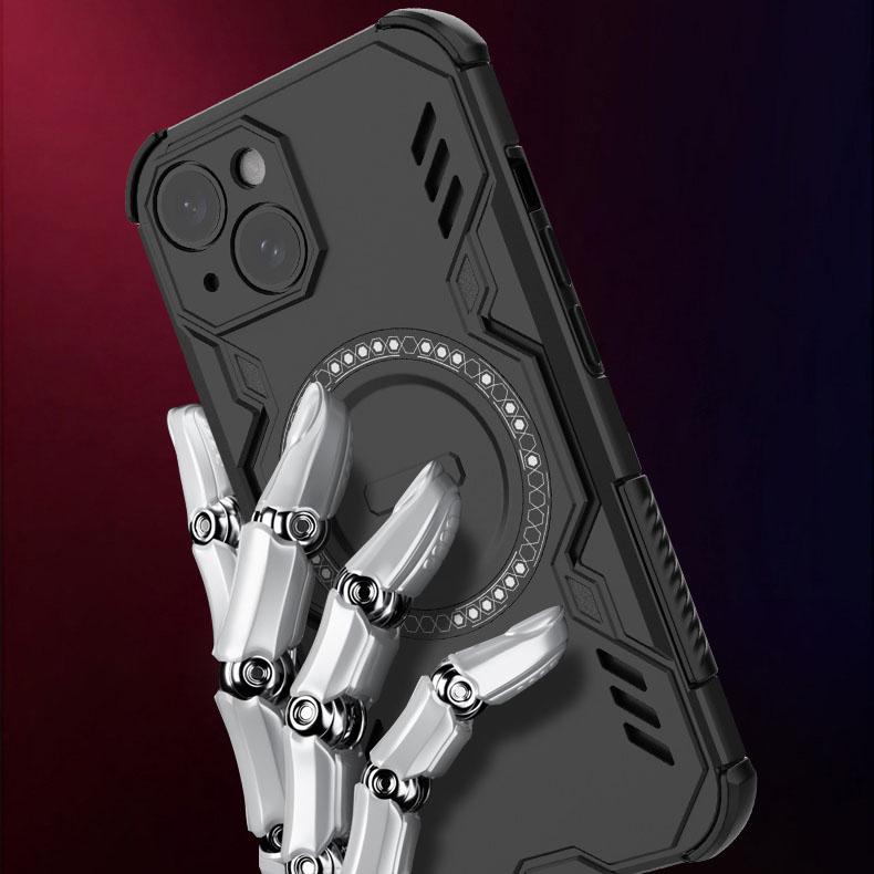 Hard Magnetic Phone Case For iPhone 15 16 Pro Max 16E Samsung Galaxy S25 Ultra A06 A16 A26 Dual-Layer Heavy Duty TPU+PC Shockproof Cover For Redmi