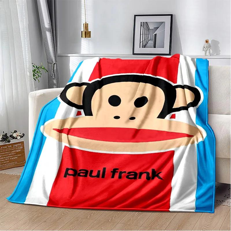 P-Paul Frank-k Flannel Portable Blanket for Children's Picnic in Living Room Bedroom Sofa Bed Ideal Birthday Gift