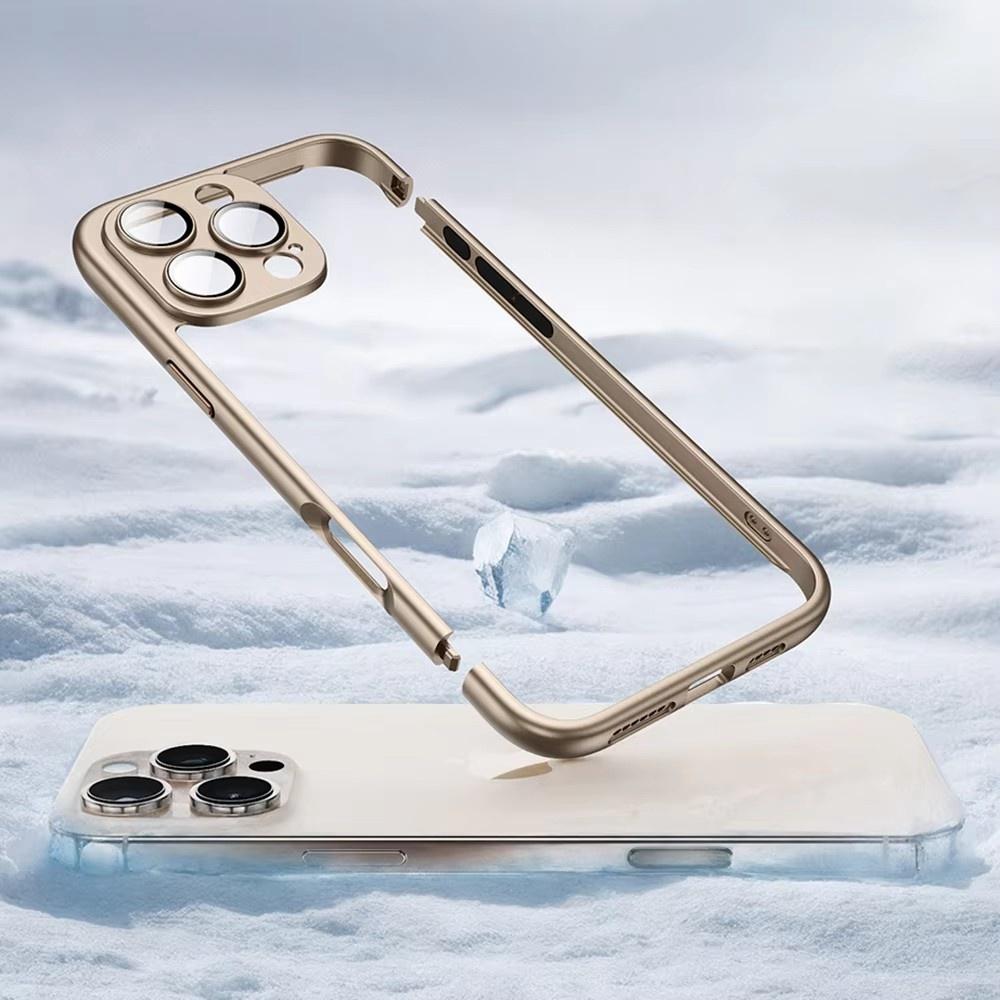 Slim Matte Frame With Glass Lens Protection Case For iPhone 16 15 14 13 12 Pro Max Plus Hollow Back Panel Cooling Bumper Cover