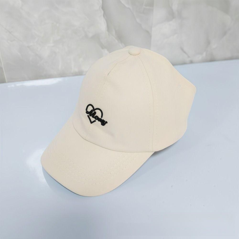 Solid Color Heart Embroidered Baseball Hat Breathable Visor Cap Parent-child Cap For Women Kids