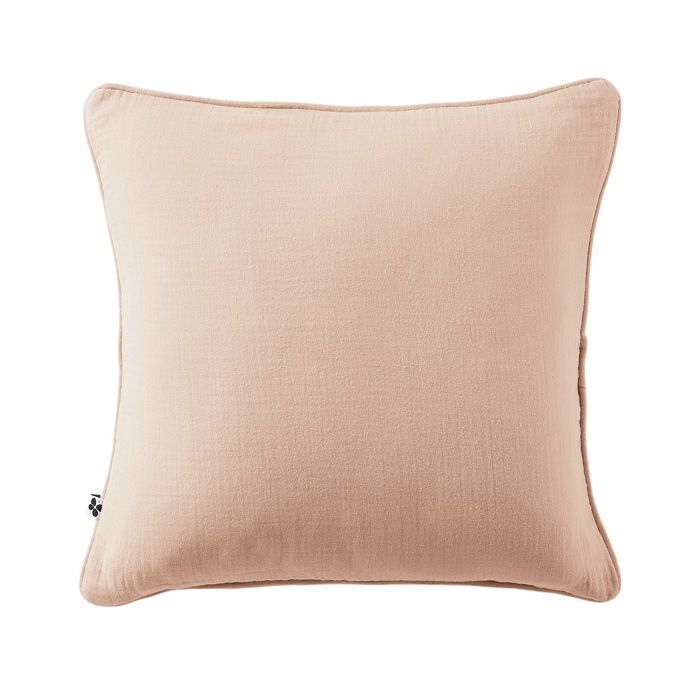Coussin - GAIA - 45 x 45 cm - Rose - Gaze de coton - Déhoussable