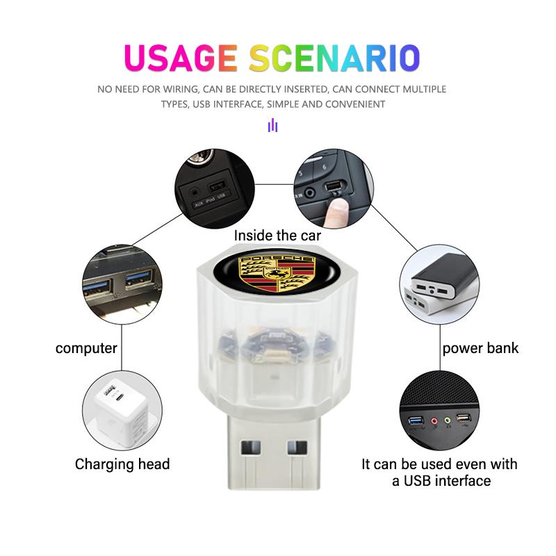 For Porsche Car Mini USB LED Auto PC Computer Portable Light Plug Play Boxster Cayenne Panamera Macan Cayman 911 918 996
