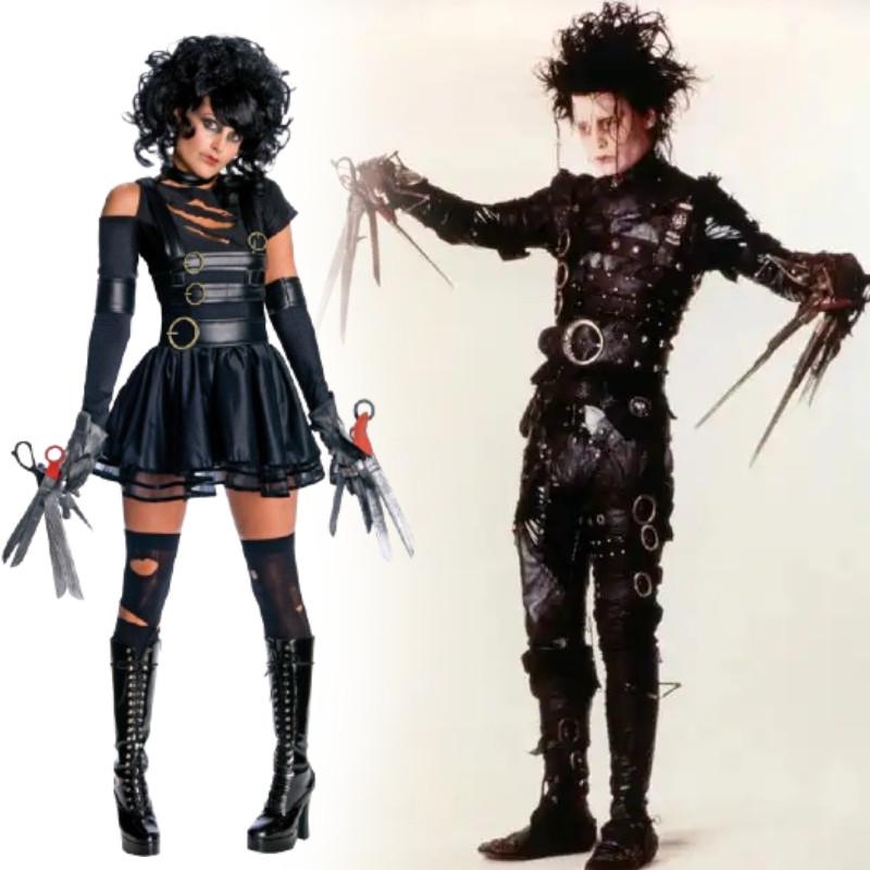 Edward Scissorhands Cosplay Costume With Polyester Fabric For Halloween Party And Theater Performance